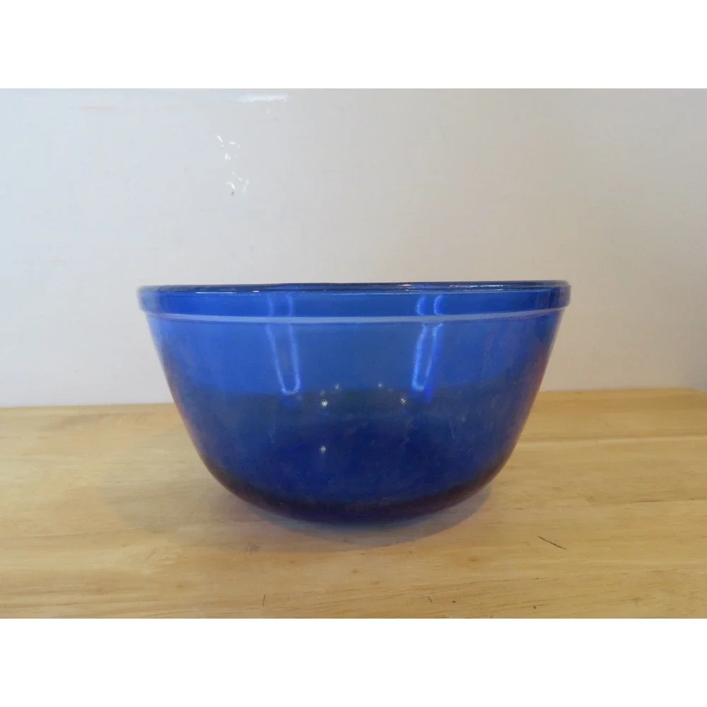 Vintage Set of 3 Anchor Hocking Ovenware Glassware Mixing Bowl Cobalt Blue